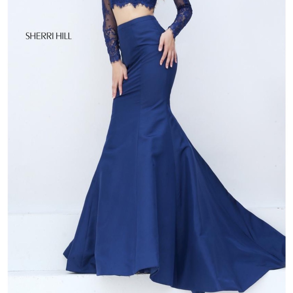 Sherri Hill Royal Blue Long Sleeve Gown